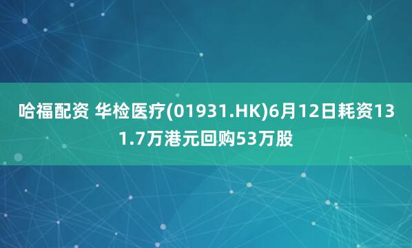 哈福配资 华检医疗(01931.HK)6月12日耗资131.7万港元回购53万股